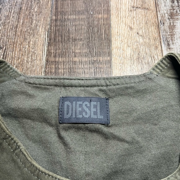 Diesel Suede Army Green Cropped Vest w/ Zipper Size Small - Picture 3 of 6